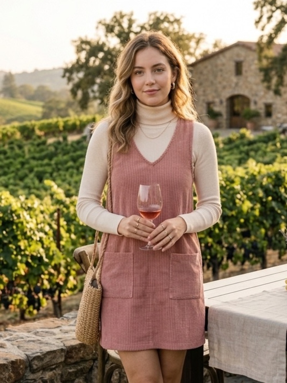 Motel Rocks Mauve Pink Corduroy Pinafore Mini Dress Pockets Womens Size M